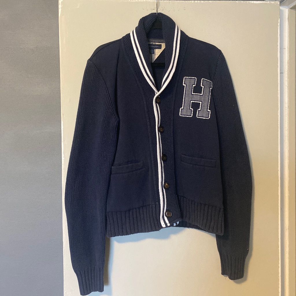 Vintage Style Tommy Hilfiger College Knitted Cardigan M
